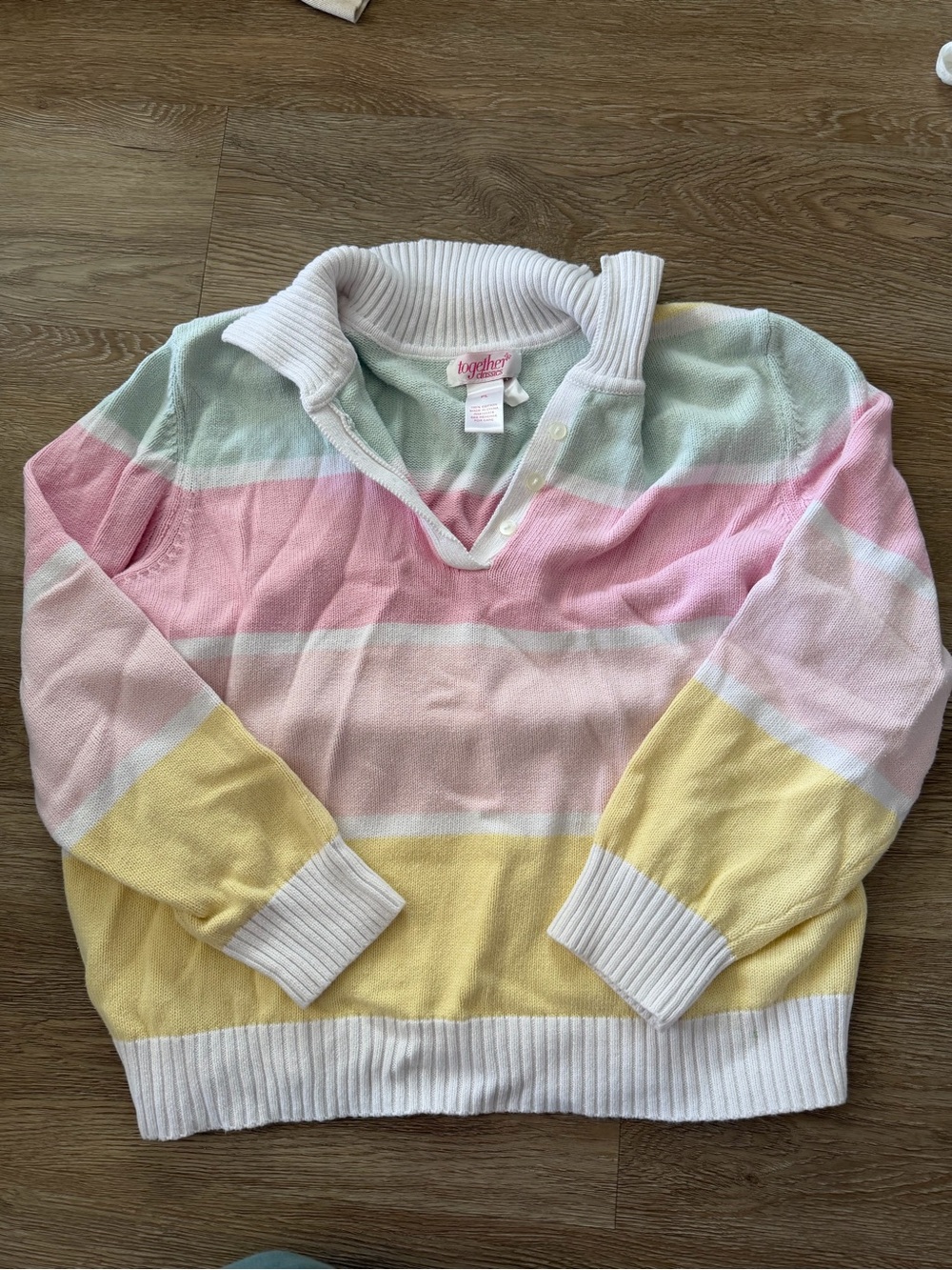 Pastel Striped Pullover Sweater - Pink, Yellow & Mint